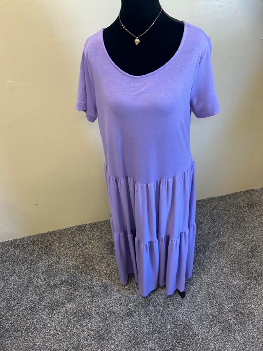 Zenana Outfitters Lavender Tiered Scoop Neck Maxi Dress - Picture 3 of 6